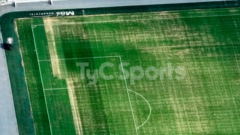 &nbsp;Así se encuentra el césped del Monumental.