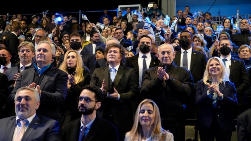 &nbsp;Milei junto a Netanyahu en primera fila. 