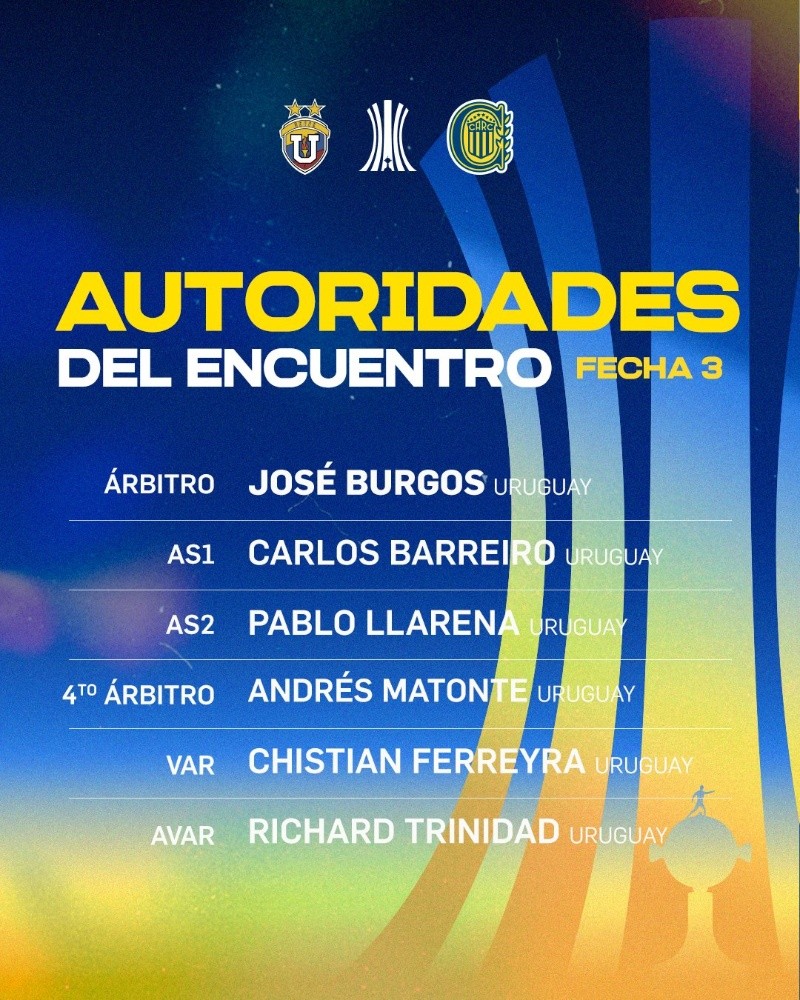 Las autoridades designadas para el duelo de Central en Venezuela.