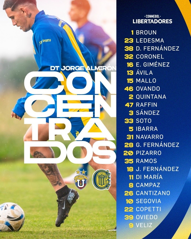 La lista de futbolistas que viajaron a Venezuela.