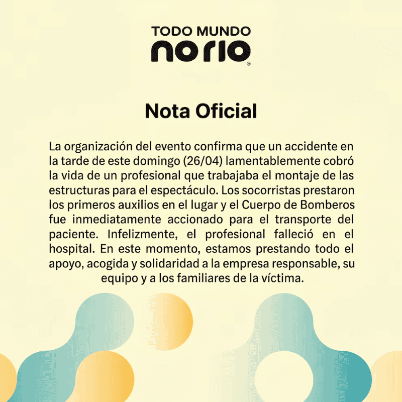 &nbsp;El comunicado que publicaron desde la organización del mega evento.