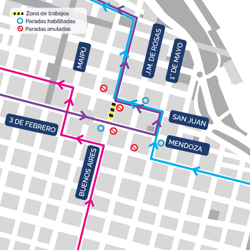 &nbsp;El mapa de cortes y desvíos. (Municipalidad)