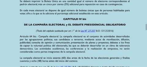El texto que suprime la obligatoriedad de los debates presidenciales  