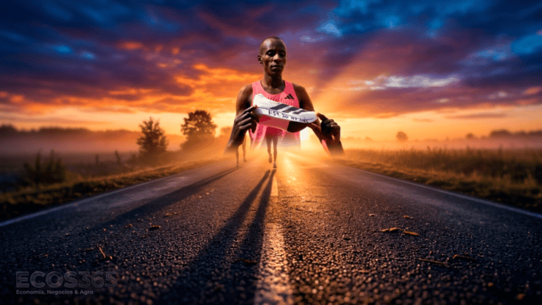 El keniano Sabastian Sawe posa con su nuevo récord mundial en el maratón de Londres 2026