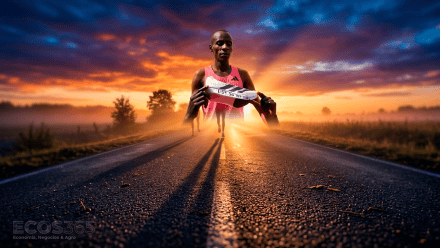 El keniano Sabastian Sawe posa con su nuevo récord mundial en el maratón de Londres 2026