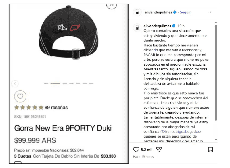 El tatuador de Duki lo denunció por usar sus 