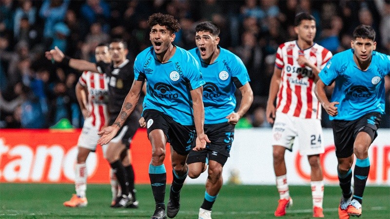 Adrián Sánchez rompió el cero y el Pirata celebra (@Belgrano).