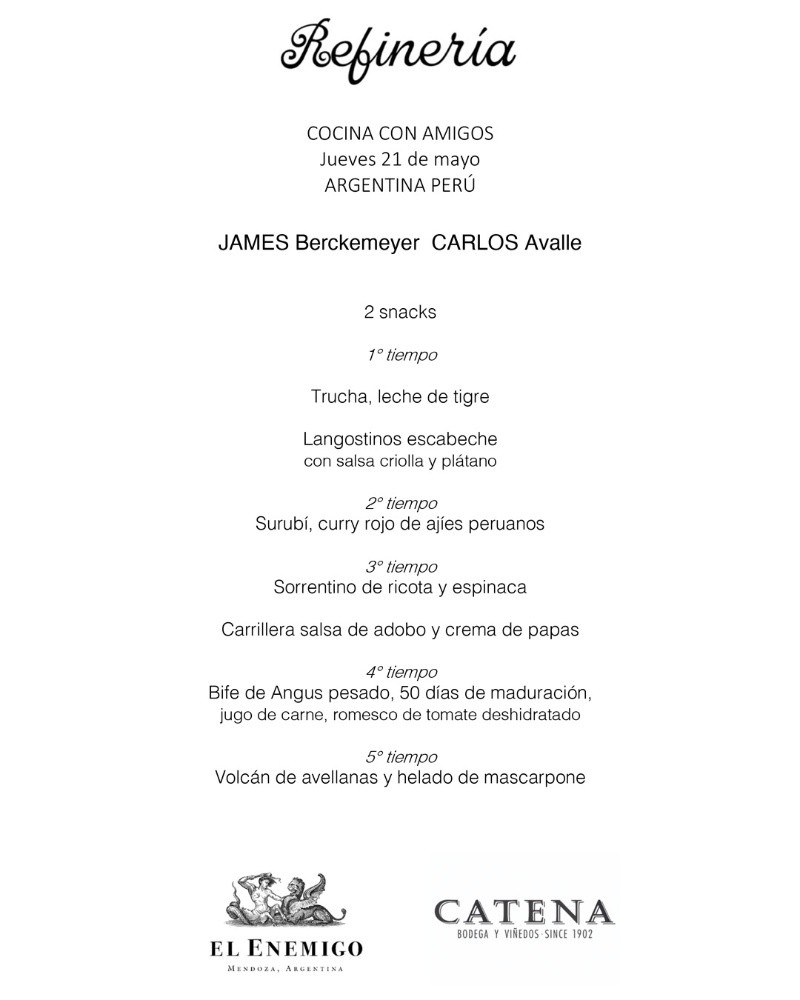 &nbsp;Menú de cinco tiempos.