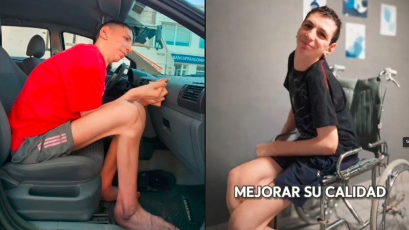 Por su problema, Yamir no puede caminar ni hablar. (imágenes video TikTok)