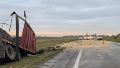 Tránsito cortado a la primera hora de la mañana en la autopista.