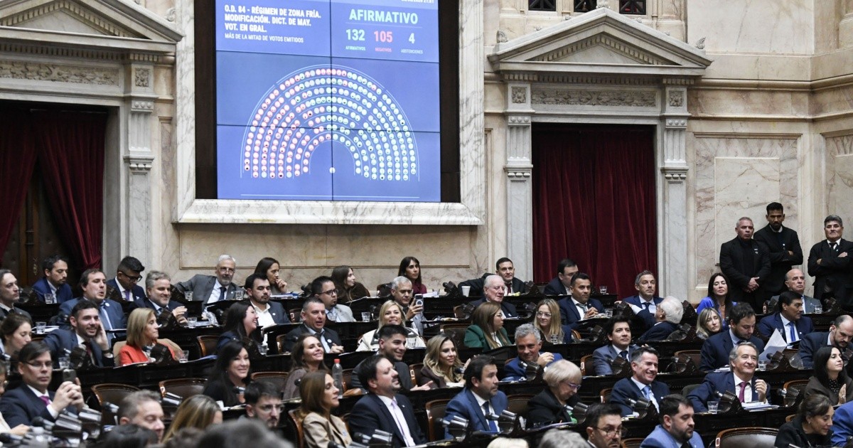 Diputados nacionales durante la sesión por la ley de Zona Fría