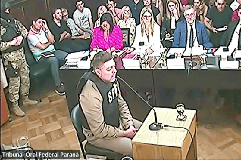 Leo Airaldi declarando frente al tribunal.