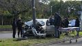 Así quedó el auto tras impactar contra la columna