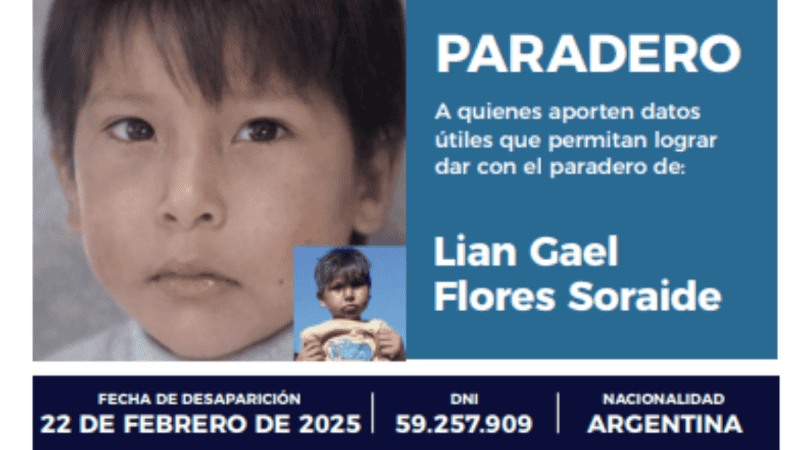 El pequeño Lian desapareció el 22 de febrwero del 2025 en Córdoba.