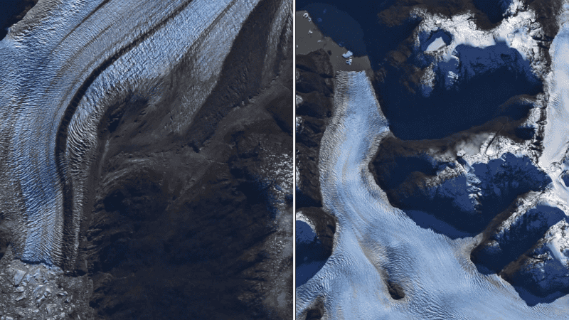 Esto vio la astronauta Jessica Meir al pasar sobre Argentina: nieve, lagos y glaciares.