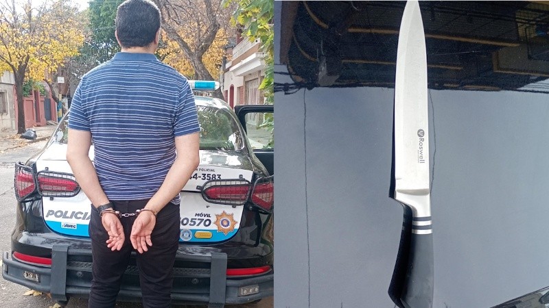 El atacante tenía el arma blanca al momento de la detención.