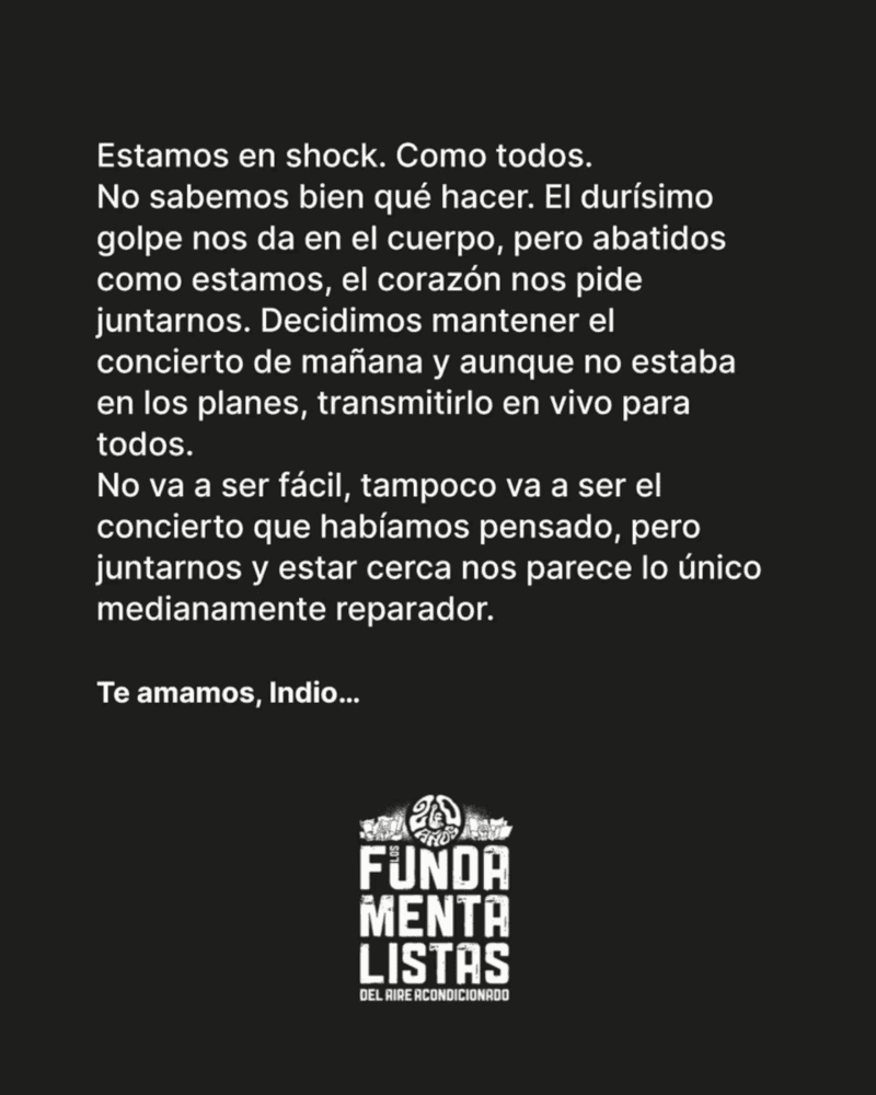 El comunicado de la banda.
