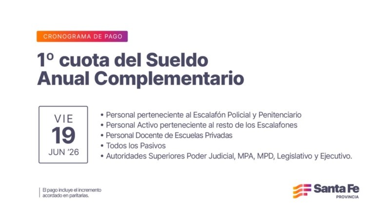 El pago del aguinaldo será a la totalidad de los beneficiarios en un único día.&nbsp;