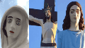Las estatuas fueron pintadas de blanco a la espera de una nueva restauración.
