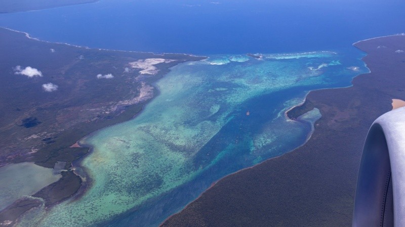 &nbsp;Vista aérea de Isla Saona, la opción más elegida entre los turistas que realizan excursiones por fuera de Punta Cana.