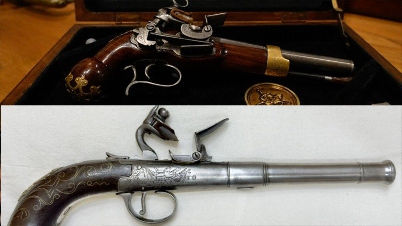 Las pistolas que usaron Belgrano y San Martín fueron replicadas en Rosario.