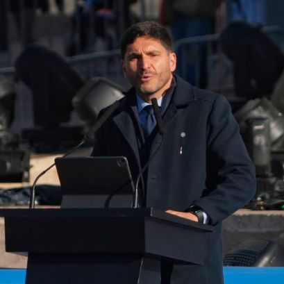 Maximiliano Pullaro durante su discurso en el Monumento a la Bandera. (Foto: Alan Monzón/Rosario3).