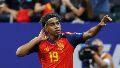 El delantero de la selección española Lamine Yamal celebra el primer gol del partido del Mundial 2026 entre España y Arabia Saudí.