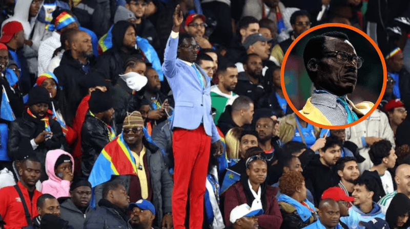 Lumumba Vea en la tribuna, alentando a Congo