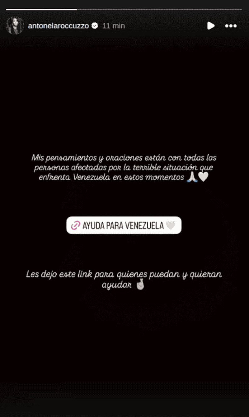 La historia de Instagram que compartió Antonela.&nbsp;