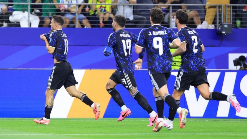Lo Celso festeja su gol ante Jordania: el primero de su carrera en una Copa del Mundo.