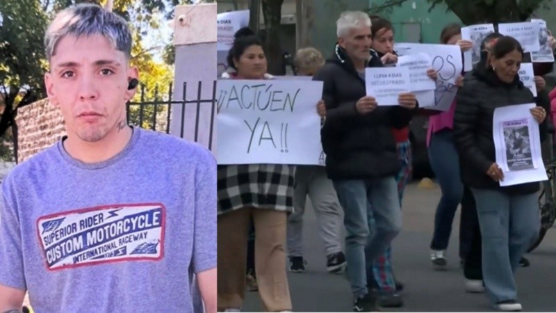 La mamá de Gastón encabezó la marcha este miércoles.