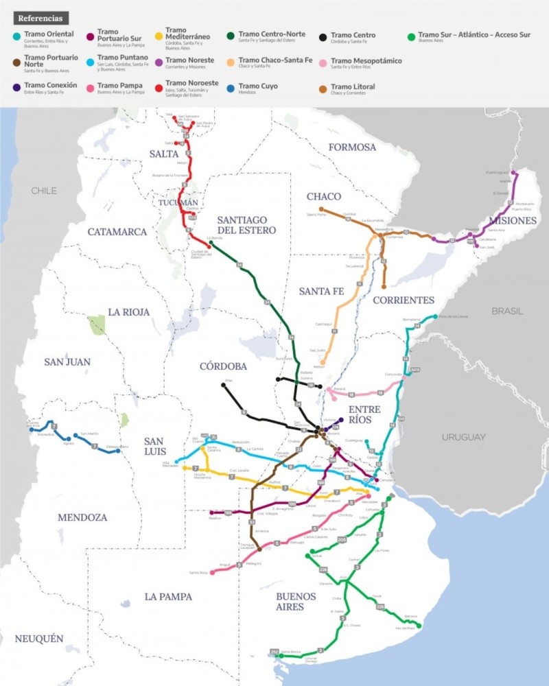 &nbsp;Tramos comprendidos en la Red Federal de Concesiones.