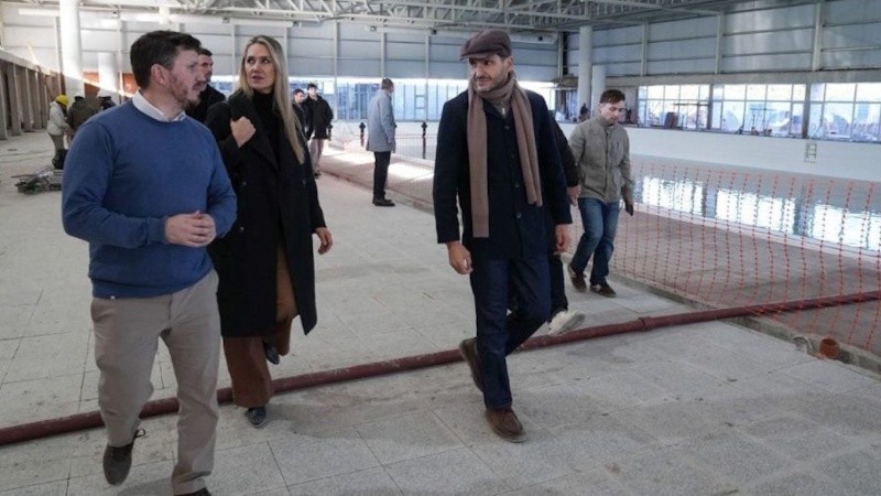 Angelini y Losada acompañaron a Pullaro en una recorrida por obras para los Juegos Sudamericanos.
