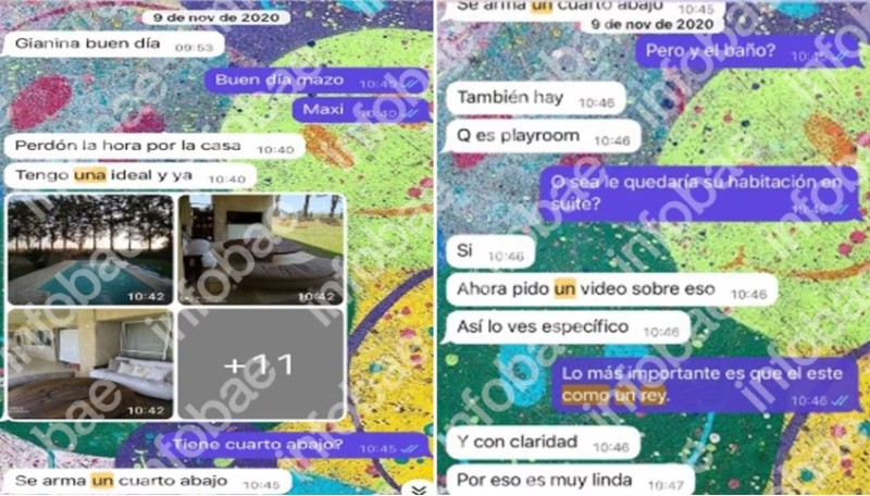 Chat entre Gianinna Maradona y Maximiliano Pomargo.&nbsp;