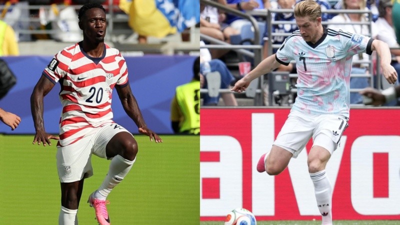 Balogun, el goleador de Estados Unidos, y De Bruyne, una de las figuras de Bélgica.