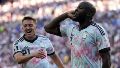 Romelu Lukaku celebra el gol durante el partido de octavos.
