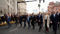 El presidente caminó desde la Casa Rosada hasta el templo porteño para asistir al oficio que comenzó a las 10.30.