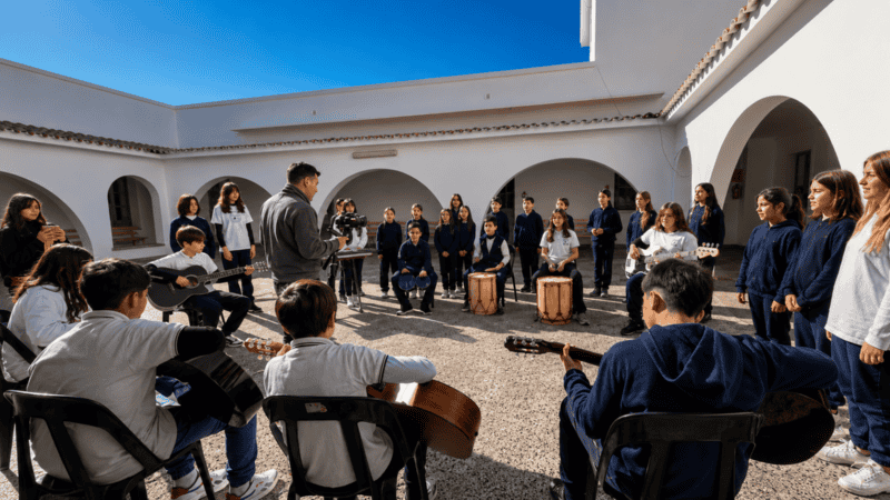  Pablo Parente junto a sus alumno.&nbsp;