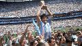 Diego Maradona en la celebración de la final del Mundial México 86.