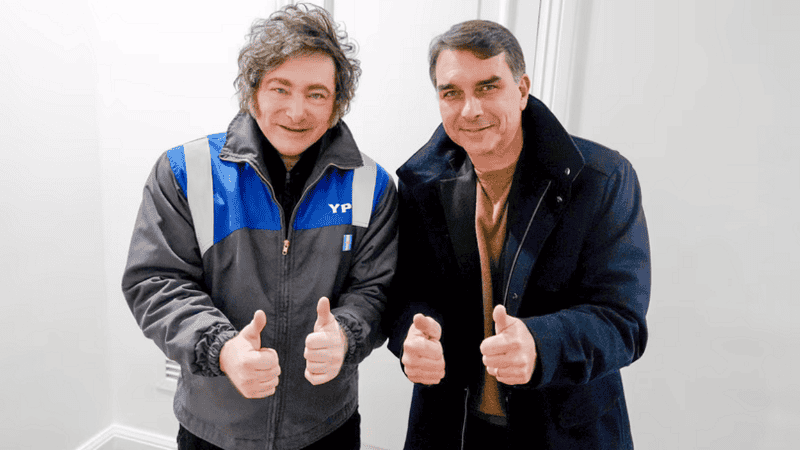 Milei volverá a Brasil para respaldar al hijo de Bolsonaro.