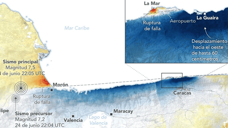El desplazamiento de la superficie terrestre fue especialmente intenso cerca de Caracas y La Guaira.