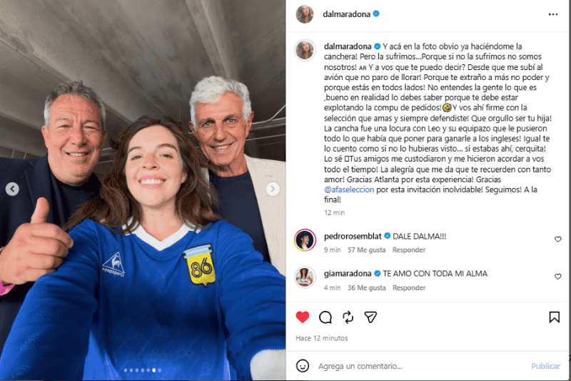 &nbsp;La publicación de Dalma en Instagram.