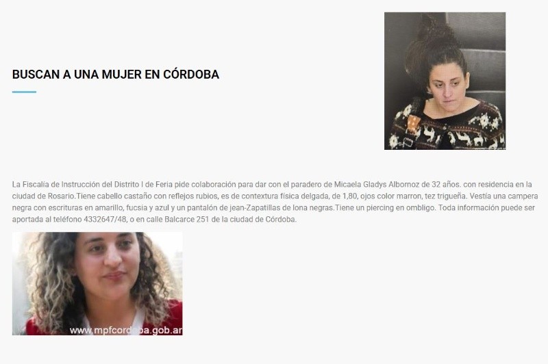 El MPF cordobés también se abocó a la búsqueda de Micaela.
