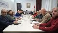 Los docentes este martes en la reunión paritaria.