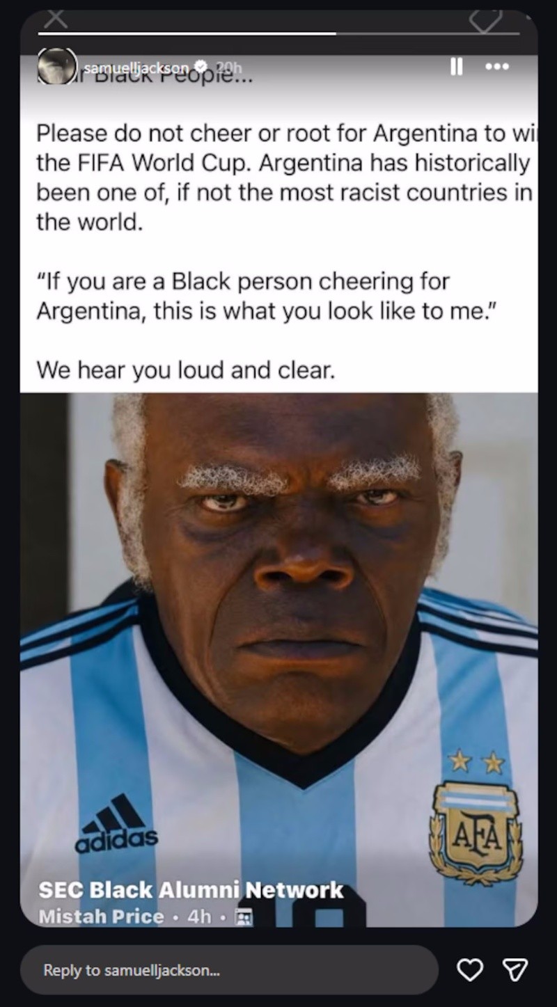 &nbsp;La historia que subió a Instagram el actor estadounidense.