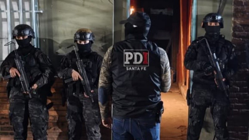 Uno de los domicilios allanados en el sudoeste rosarino. Foto: Prensa PDI.