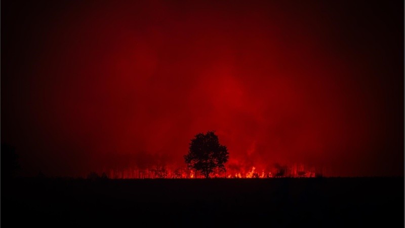 Fotografía facilitada por SDIS 33, el servicio oficial de bomberos y rescate de la región de Gironda, que muestra el incendio que continúa activo.