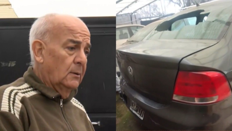 Daniel, el jubilado que denuncia el destrozo de su auto en una cochera de zona oeste.
