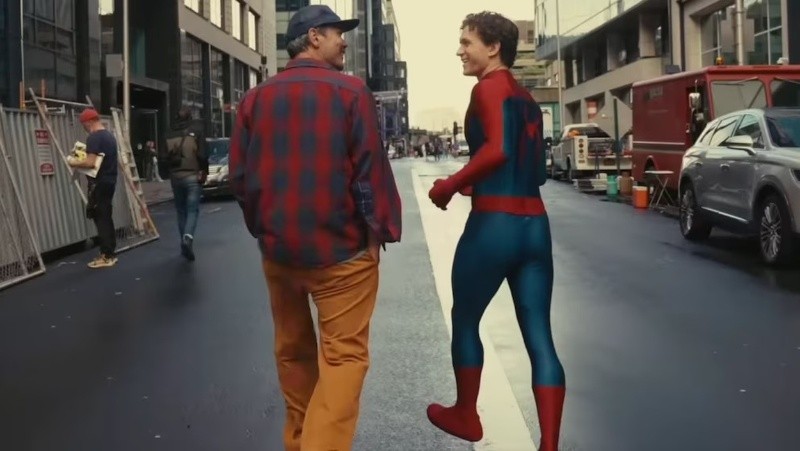 Tom Holland durante el rodaje de Spiderman: Brand New Day en calles reales.&nbsp;