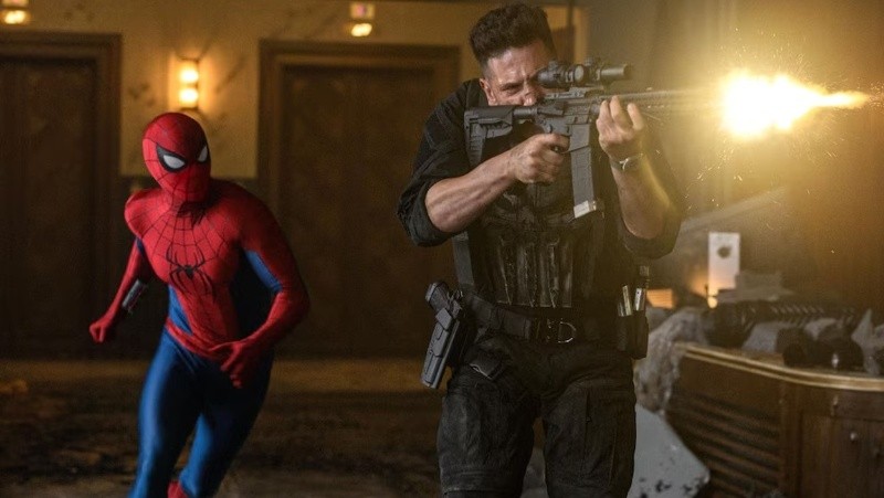 Spiderman y Punisher, juntos en una de las escenas de acción de Spider-Man: Brand New Day. (Foto: Marvel Studios)&nbsp;